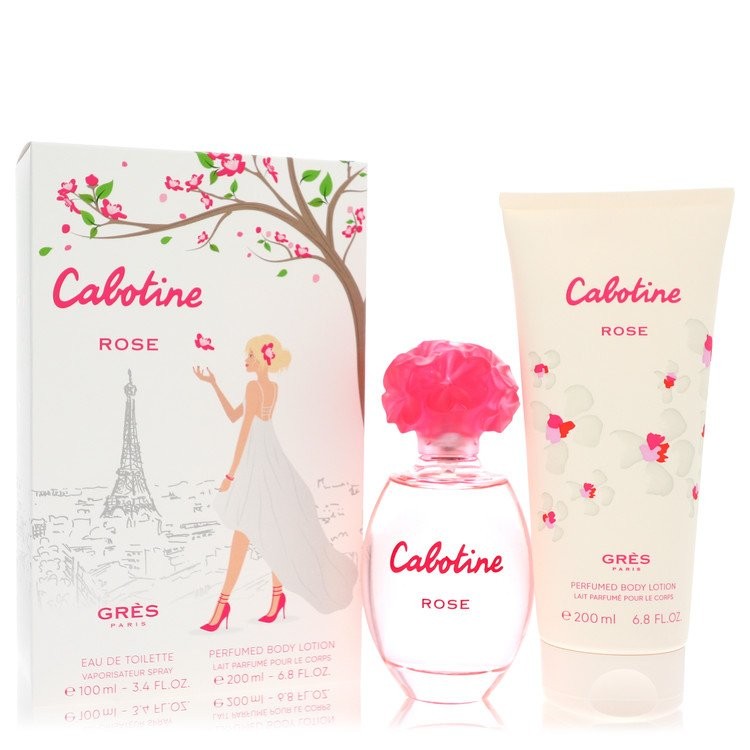 Cabotine Rose By Parfums Gres Gift Set (100ml Eau De Toilette Spray + 200ml Body Lotion) Womens Perfume