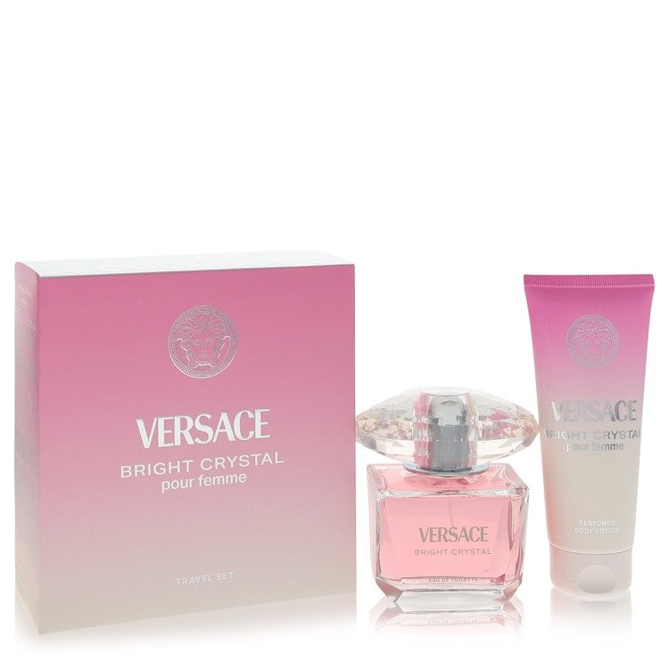 Bright Crystal By Versace Gift Set (90ml Eau De Toilette Spray + 100ml Body Lotion) Womens Perfume